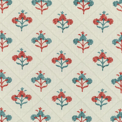 KRAVET BASICS PRINT  WHITE,RED,MINERAL   - RAJAFLOWER.19.0