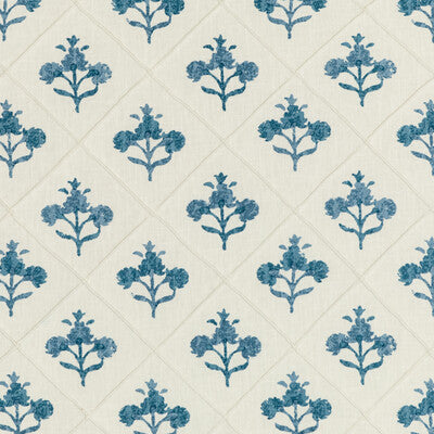 KRAVET BASICS PRINT  WHITE,INDIGO,BLUE   - RAJAFLOWER.50.0