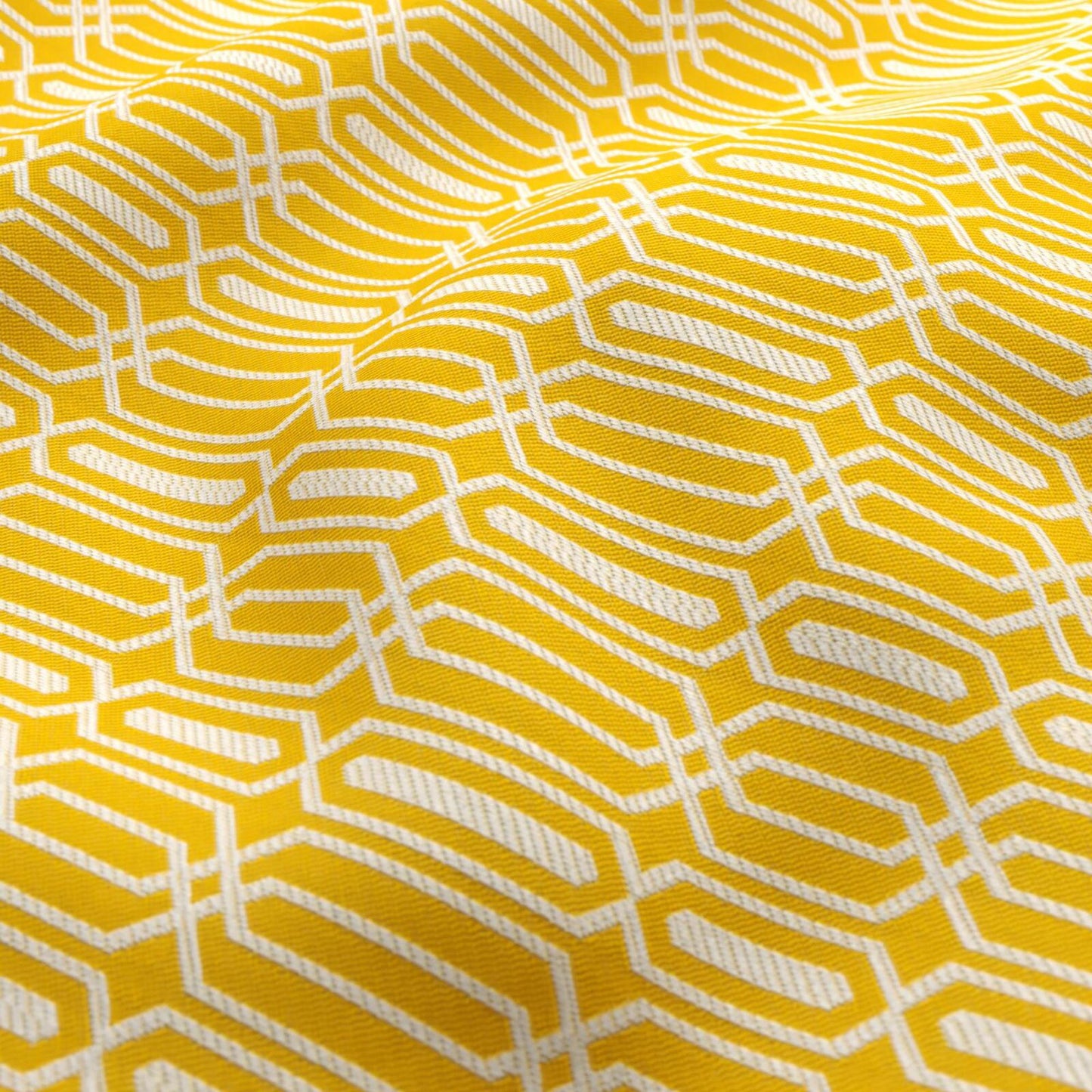 JF Fabrics FibreGuard Outdoor REEF 14 Fabric Geometric, Traditional, Trellis Yellow, White, Gold  Jacquard, Outdoor - 9467014 J9301