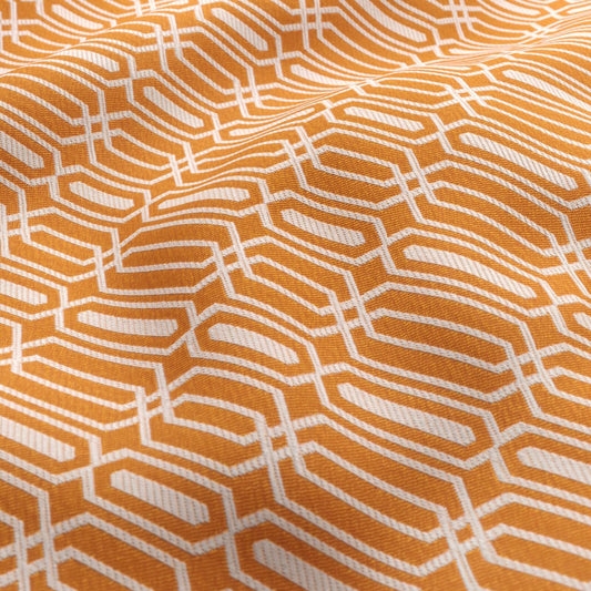 JF Fabrics FibreGuard Outdoor REEF 27 Fabric Geometric, Traditional, Trellis Orange, White  Jacquard, Outdoor - 9467027 J9301