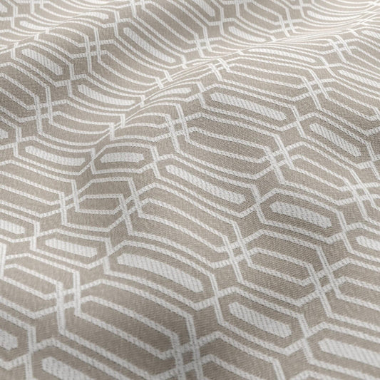 JF Fabrics FibreGuard Outdoor REEF 35 Fabric Geometric, Traditional, Trellis Brown, Grey, White  Jacquard, Outdoor - 9467035 J9301