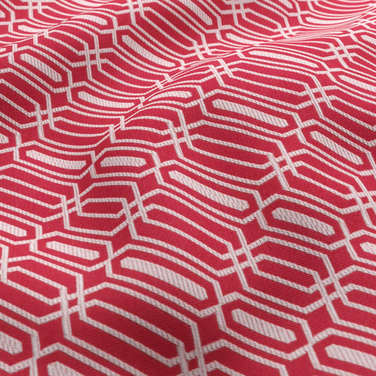 JF Fabrics FibreGuard Outdoor REEF 49 Fabric Geometric, Traditional, Trellis Red, White, Pink  Jacquard, Outdoor - 9467049 J9301