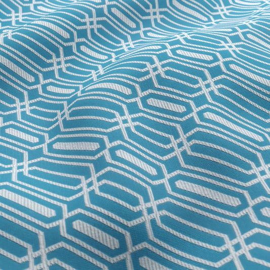 JF Fabrics FibreGuard Outdoor REEF 66 Fabric Geometric, Traditional, Trellis Light Blue, White  Jacquard, Outdoor - 9467066 J9301