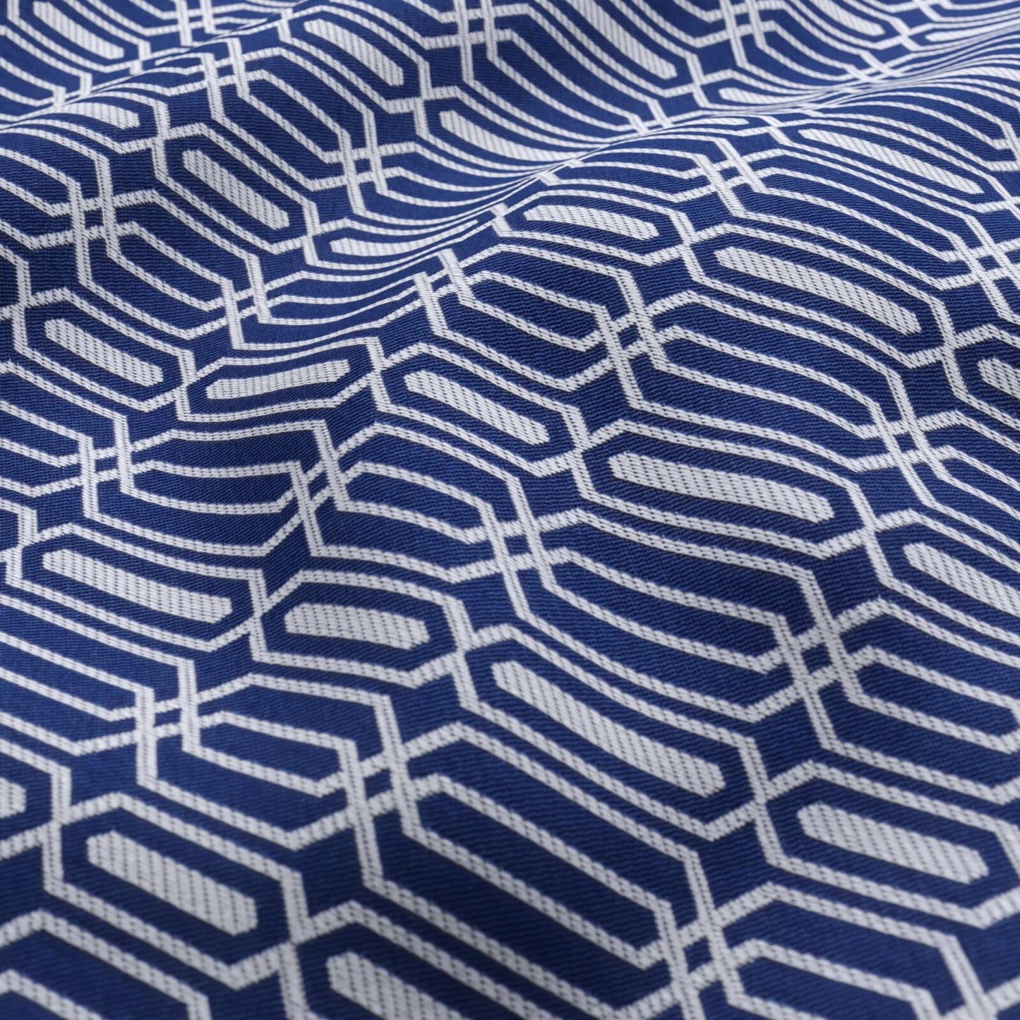 JF Fabrics FibreGuard Outdoor REEF 69 Fabric Geometric, Traditional, Trellis Navy, White  Jacquard, Outdoor - 9467069 J9301