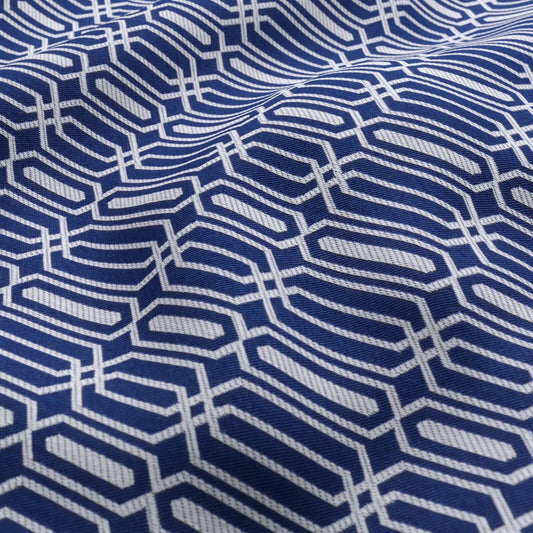 JF Fabrics FibreGuard Outdoor REEF 69 Fabric Geometric, Traditional, Trellis Navy, White  Jacquard, Outdoor - 9467069 J9301