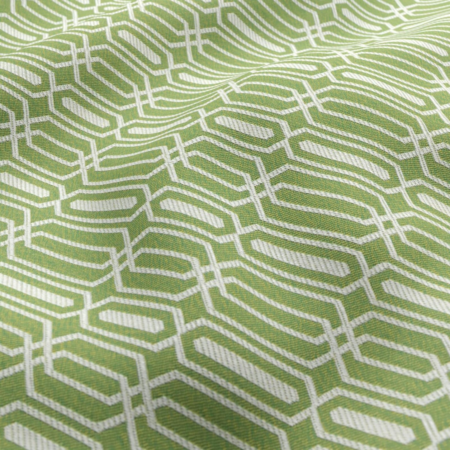 JF Fabrics FibreGuard Outdoor REEF 77 Fabric Geometric, Traditional, Trellis Yellow, Green, White  Jacquard, Outdoor - 9467077 J9301