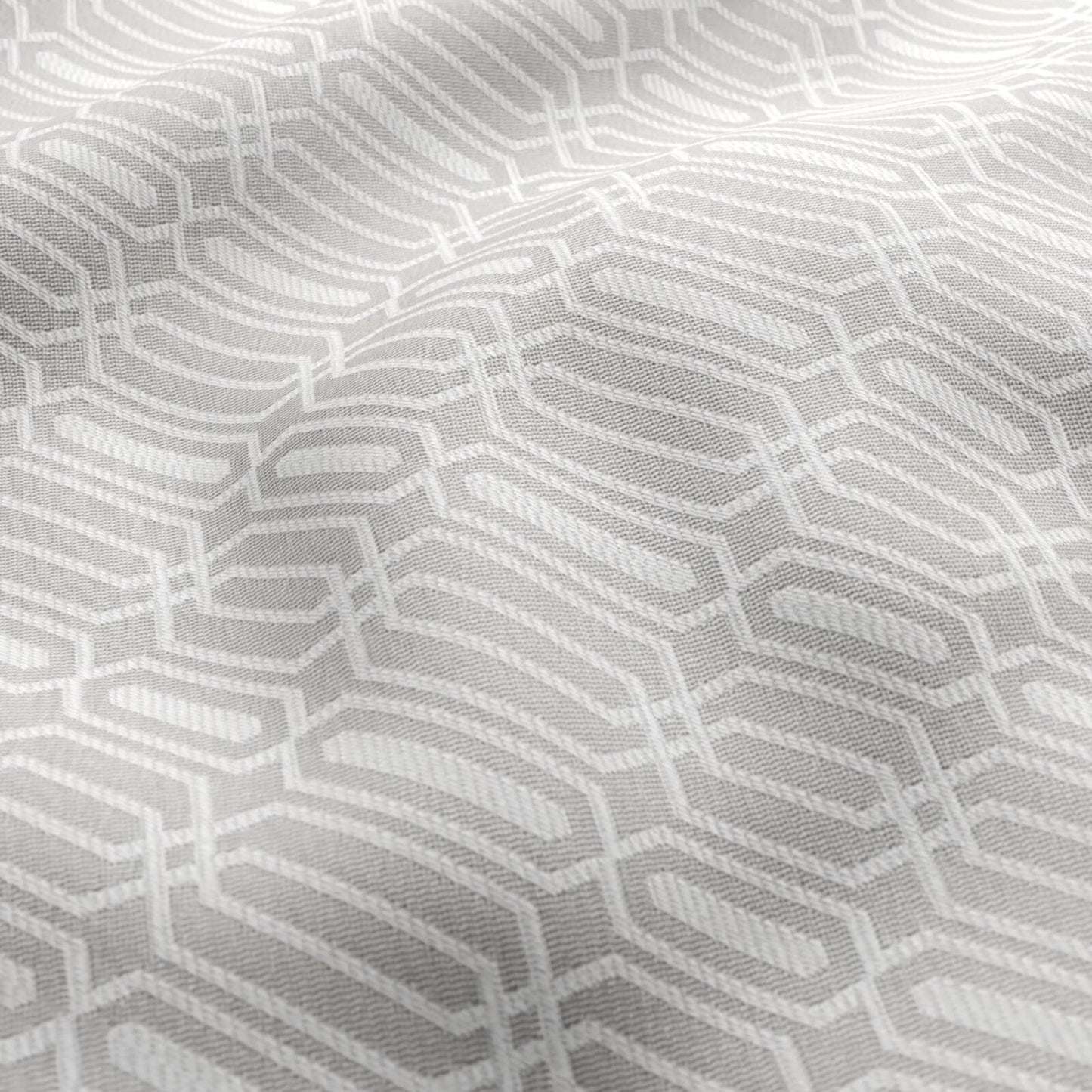 JF Fabrics FibreGuard Outdoor REEF 94 Fabric Geometric, Traditional, Trellis Light Grey, White  Jacquard, Outdoor - 9467094 J9301