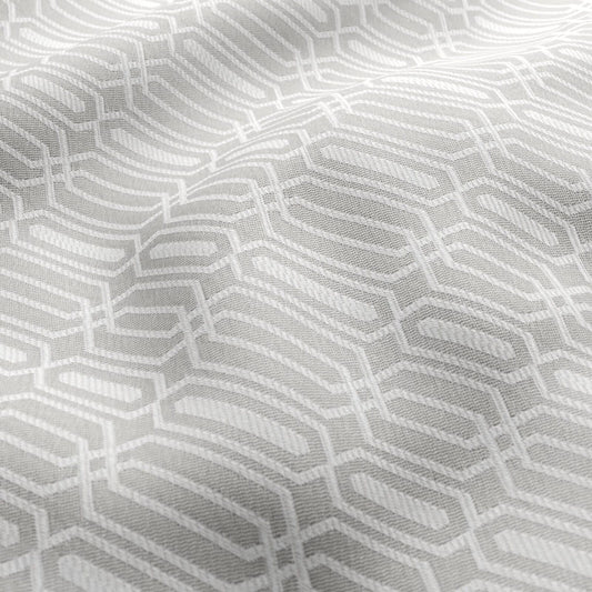 JF Fabrics FibreGuard Outdoor REEF 94 Fabric Geometric, Traditional, Trellis Light Grey, White  Jacquard, Outdoor - 9467094 J9301
