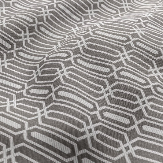JF Fabrics FibreGuard Outdoor REEF 97 Fabric Geometric, Traditional, Trellis Slate Grey, White, Beige  Jacquard, Outdoor - 9467097 J9301