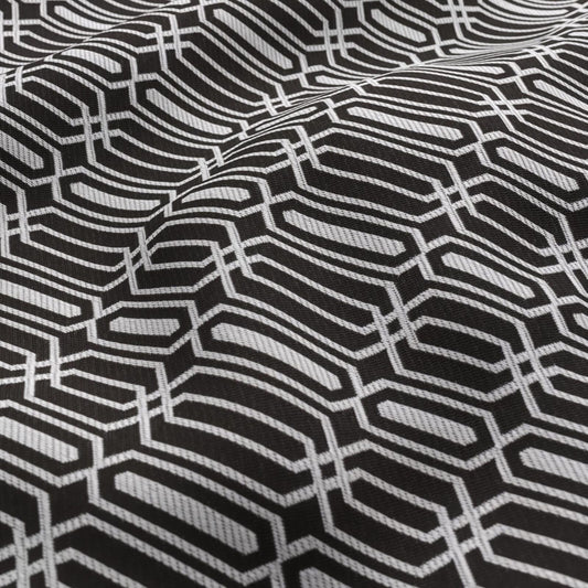 JF Fabrics FibreGuard Outdoor REEF 99 Fabric Geometric, Traditional, Trellis Black, White  Jacquard, Outdoor - 9467099 J9301