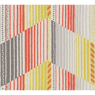 KRAVET DESIGN PRINT GEOMETRIC RED,LIGHT GREY,YELLOW   - REFLEX.411.0