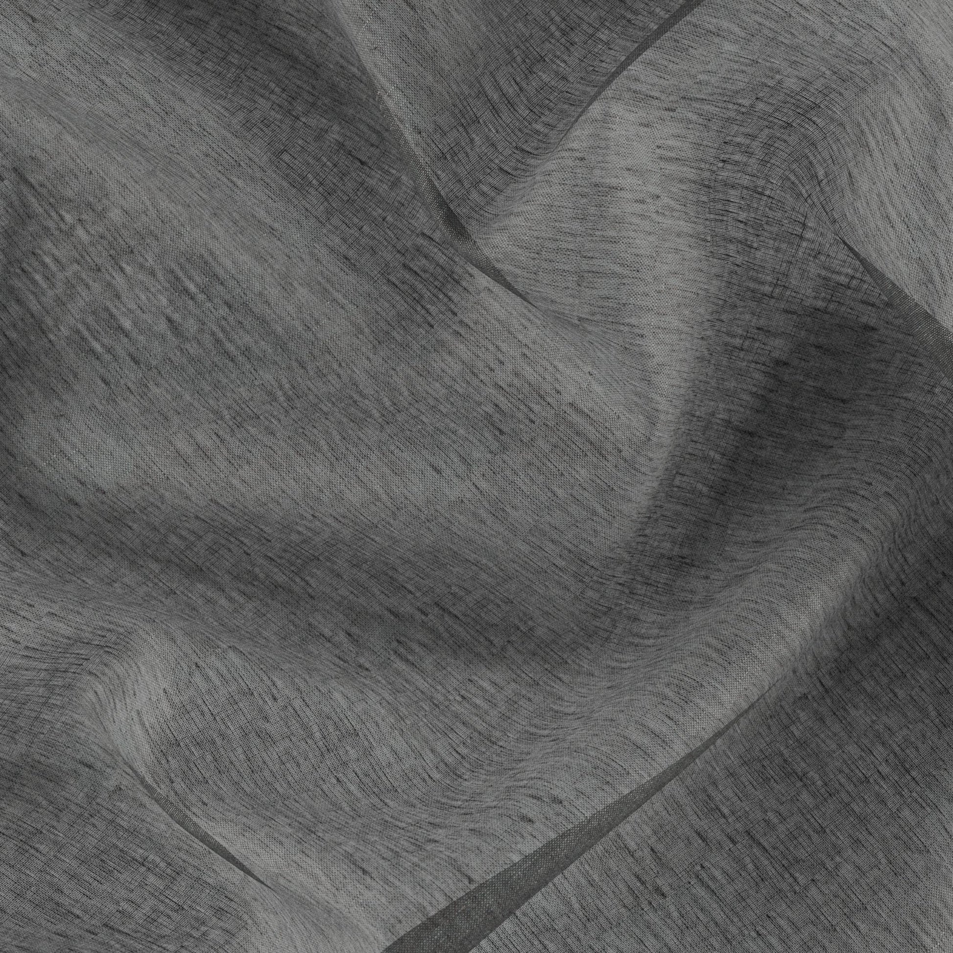 Plain black sheer fabric with a smooth, flowing drape; wide width.