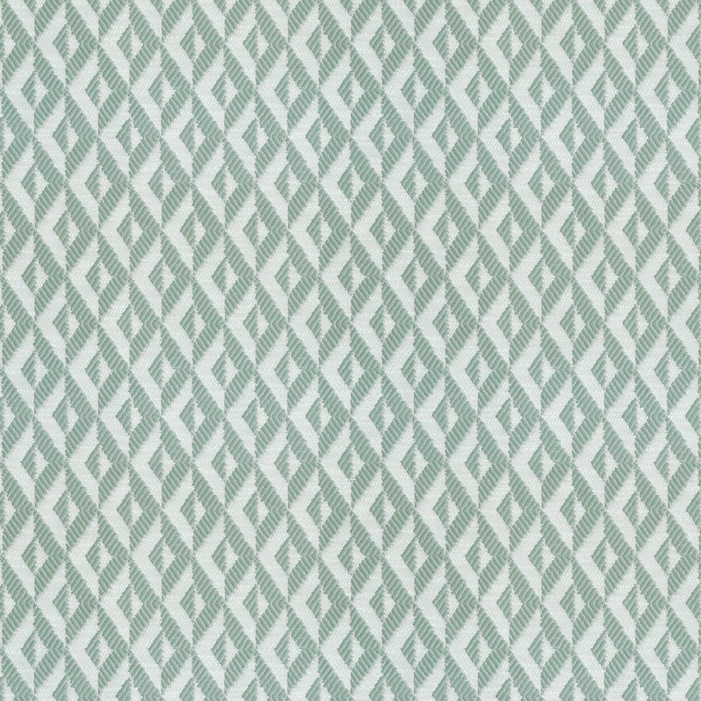 Blue and teal diamond lattice jacquard fabric pattern, suitable for upholstery or wallpaper.
