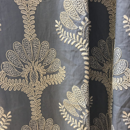 JF Fabrics JF Studio RESSINA 66 Fabric Traditional,Transitional,Contemporary,Floral Blue  Embroidery,Linen,Texture,Linen Texture - 7630166 SJ101
