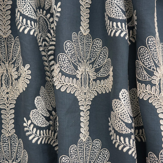 JF Fabrics JF Studio RESSINA 67 Fabric Traditional,Transitional,Contemporary,Floral Blue  Embroidery,Linen,Texture,Linen Texture - 7630167 SJ101