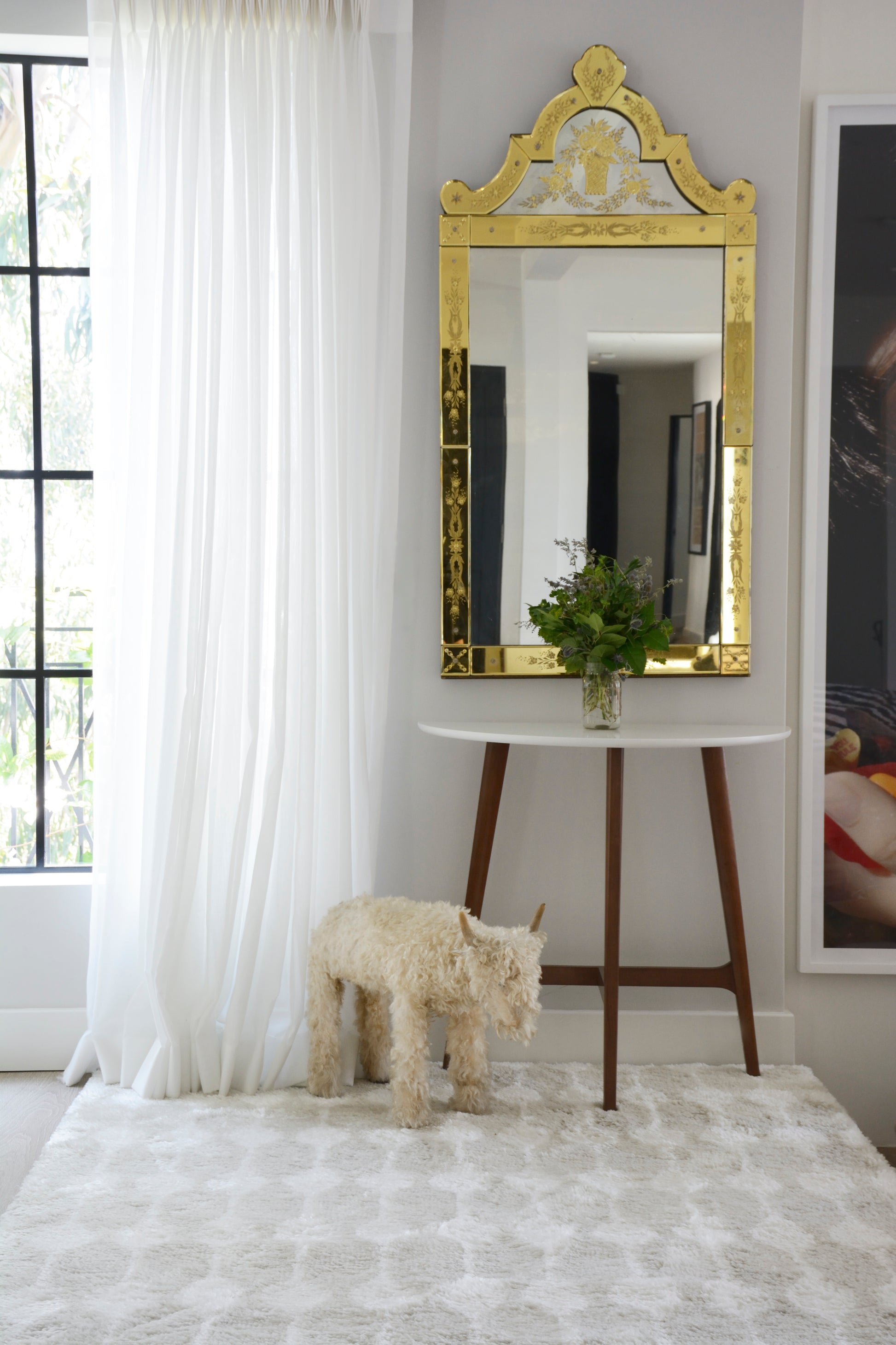 Retro gilt rug runner laid on the floor.