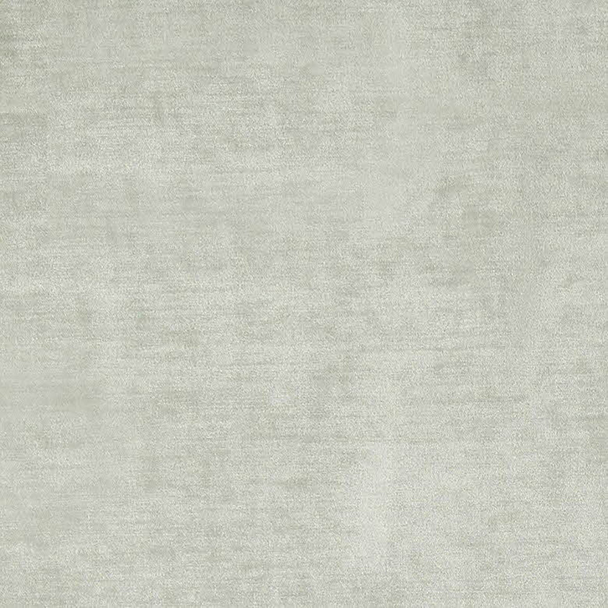 Grey/Silver chenille fabric with a soft textured surface for upholstery or decor.