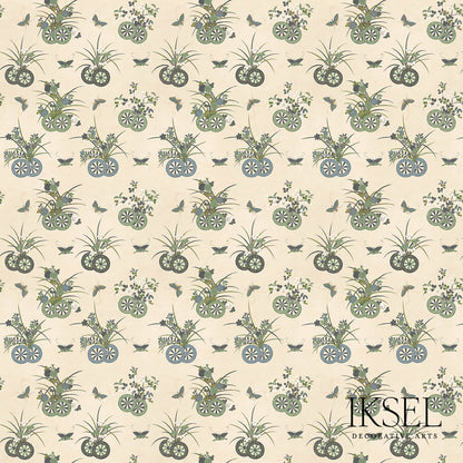 SCHUMACHER  IKSEL JAPANESE CHARIOTS PRINTS PRINTS RICE-GREEN   - RF608CR41