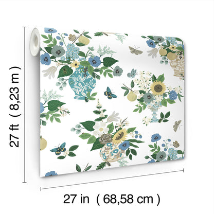 York Wallcoverings Rifle Paper Co. 3rd Edition Flower Studies Blue Wallpaper Whimsical Florals Blues   - RF7401
