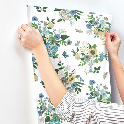 York Wallcoverings Rifle Paper Co. 3rd Edition Flower Studies Blue Wallpaper Whimsical Florals Blues   - RF7401