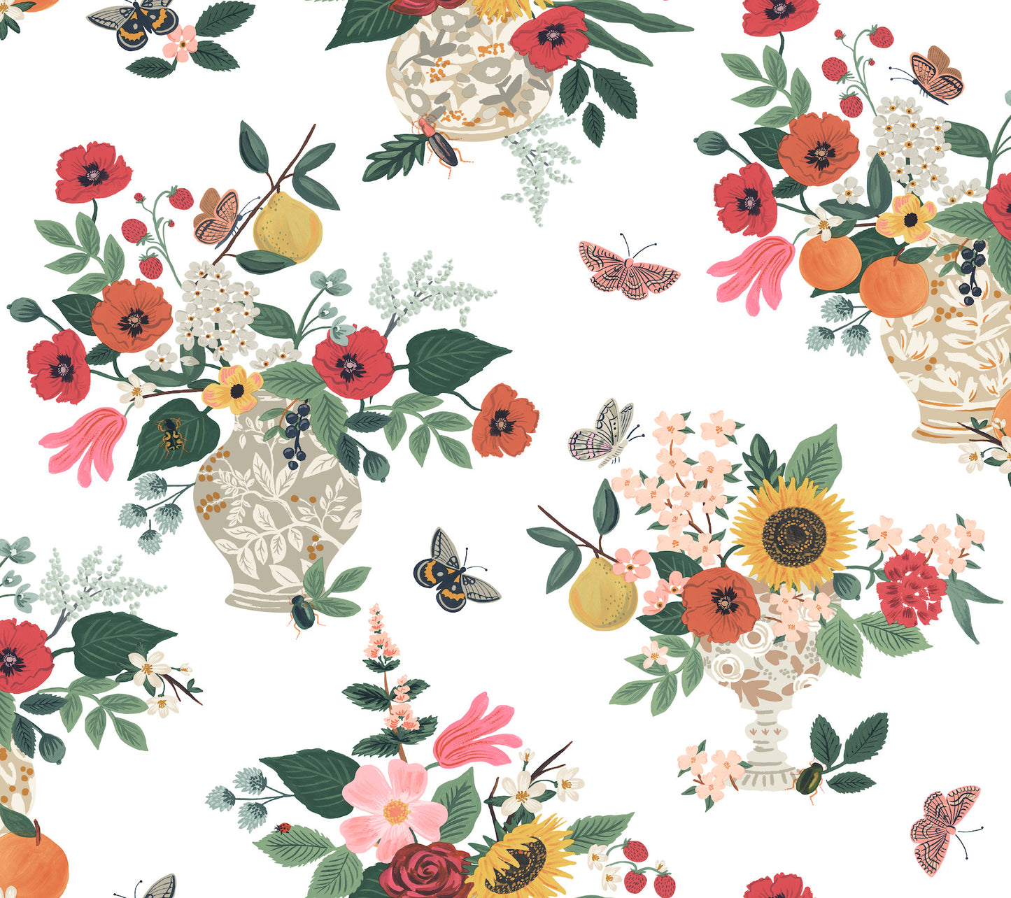York Wallcoverings Rifle Paper Co. 3rd Edition Flower Studies Rose Wallpaper Whimsical Florals Reds   - RF7404