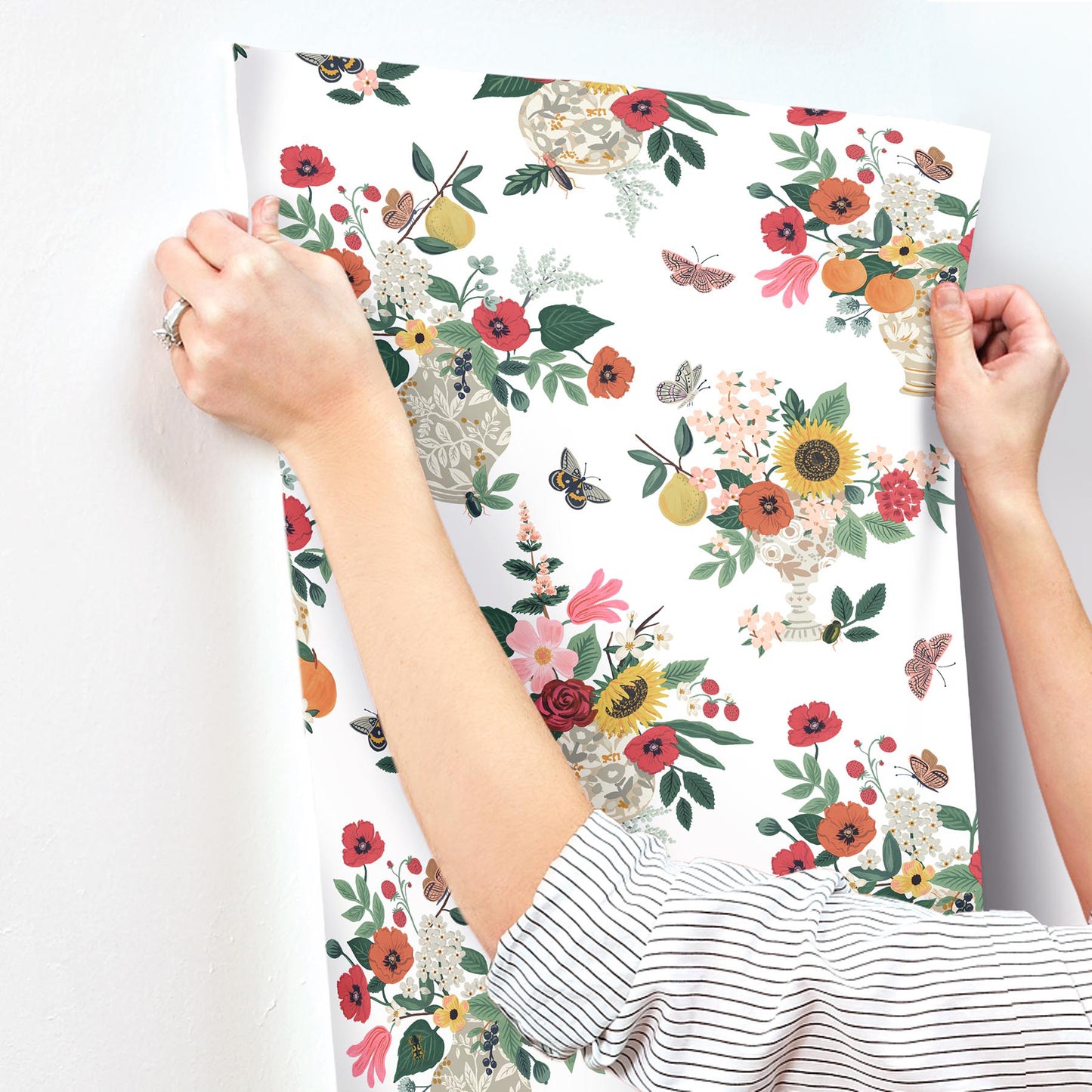 York Wallcoverings Rifle Paper Co. 3rd Edition Flower Studies Rose Wallpaper Whimsical Florals Reds   - RF7404