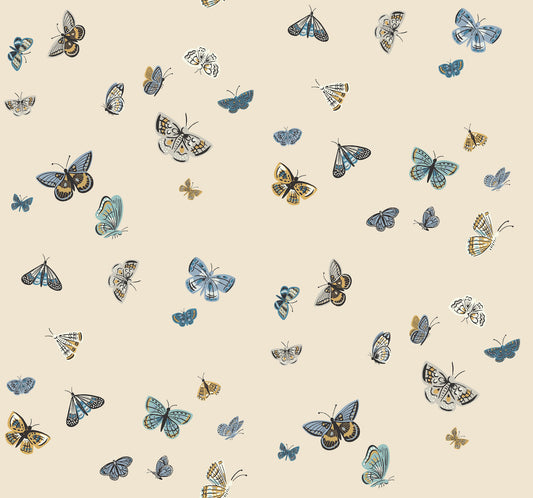 York Wallcoverings Rifle Paper Co. 3rd Edition Butterfly House Linen Wallpaper Whimsical Animals and Insects Beiges   - RF7412