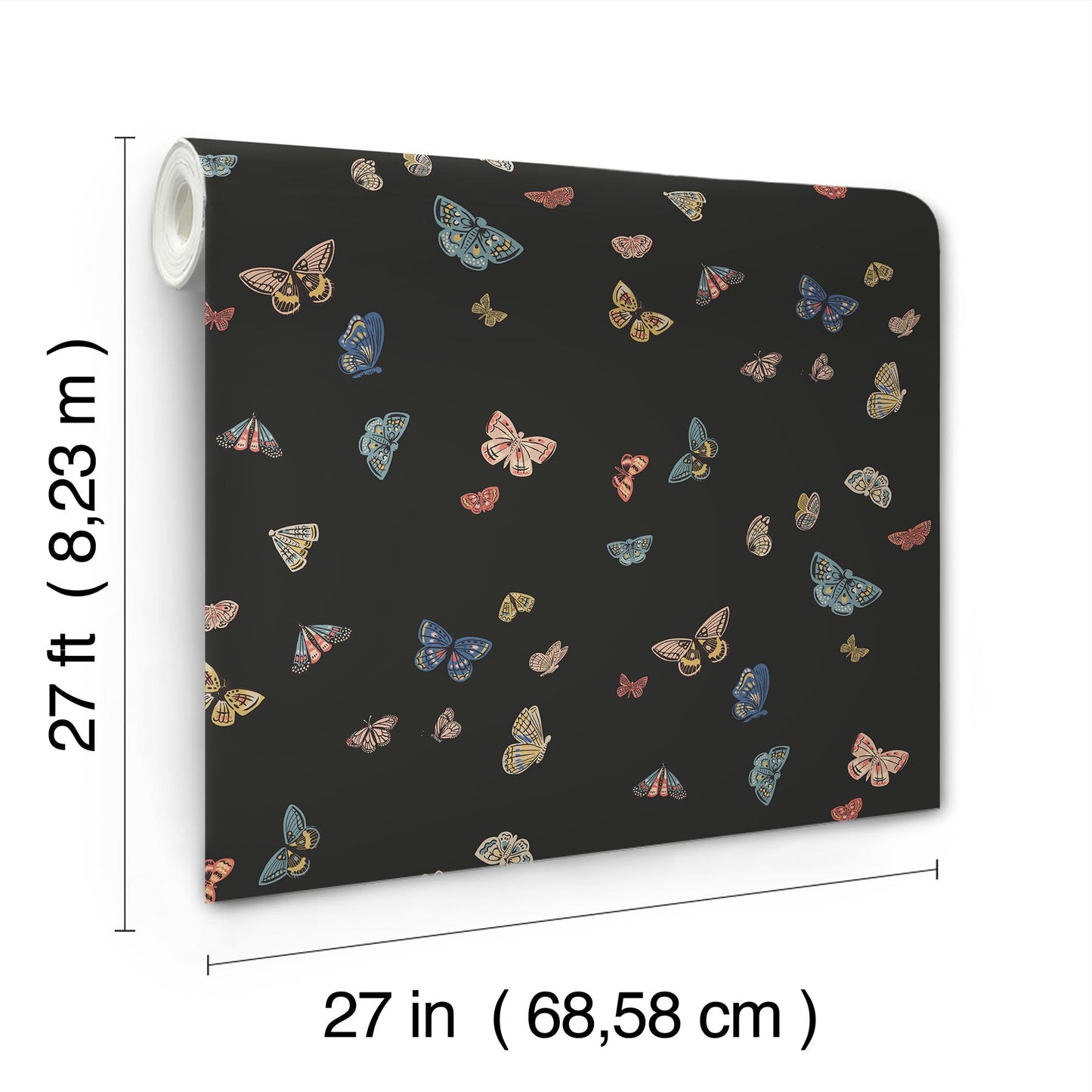 York Wallcoverings Rifle Paper Co. 3rd Edition Butterfly House Black Wallpaper Whimsical Animals and Insects Blacks   - RF7413