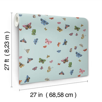 York Wallcoverings Rifle Paper Co. 3rd Edition Animals & Insects Butterfly House Whimsical Blues   - RF7414