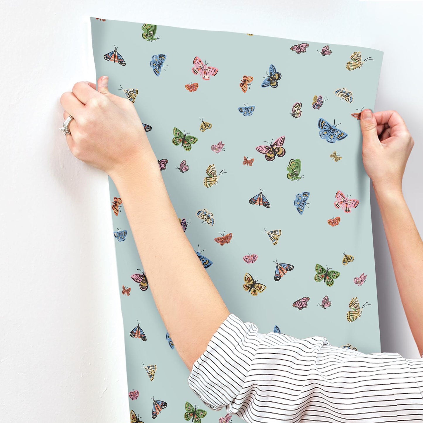 York Wallcoverings Rifle Paper Co. 3rd Edition Animals & Insects Butterfly House Whimsical Blues   - RF7414