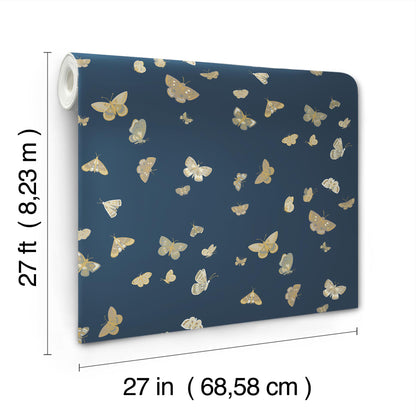 York Wallcoverings Rifle Paper Co. 3rd Edition Animals & Insects Butterfly House Whimsical Blues   - RF7415