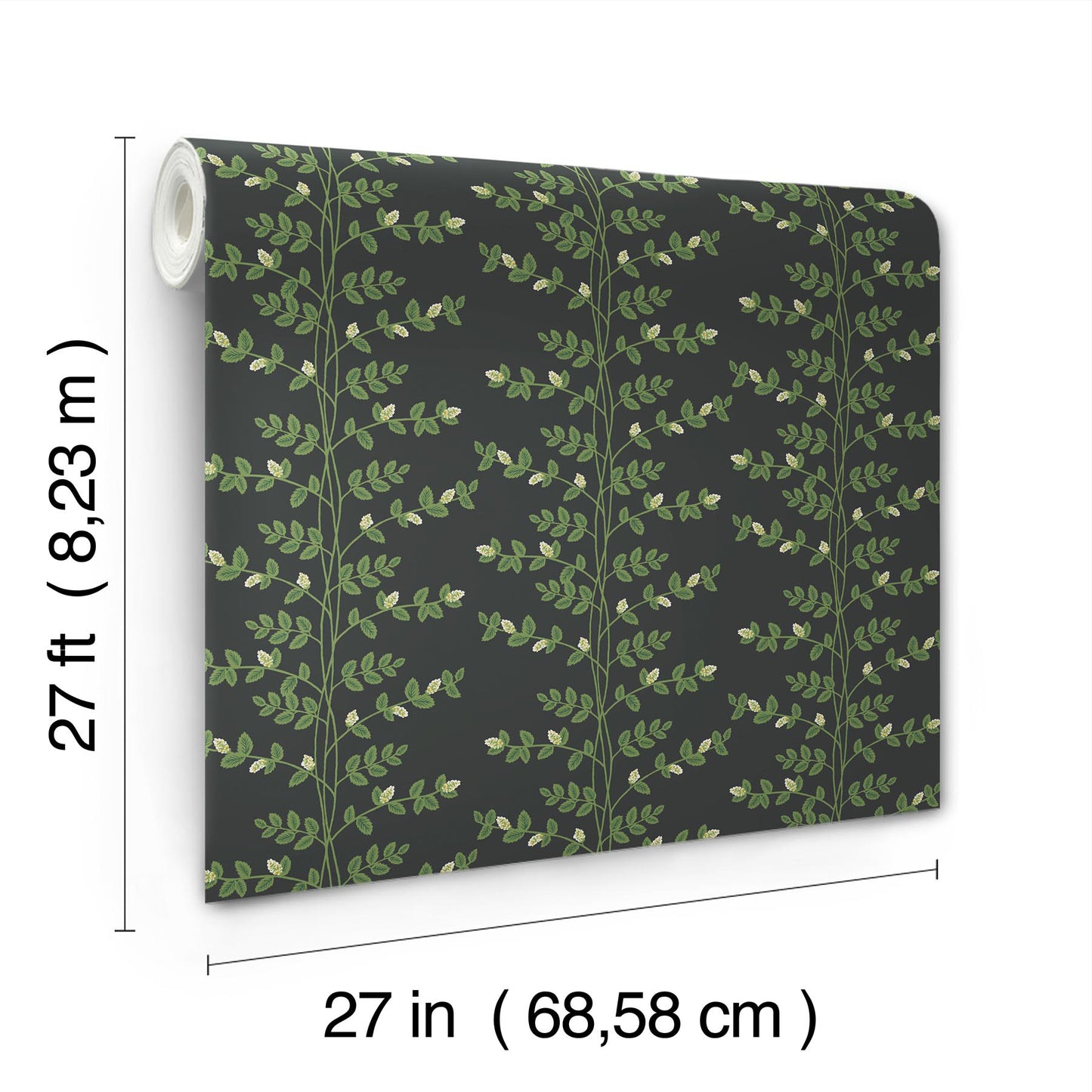 York Wallcoverings Rifle Paper Co. 3rd Edition Climbing Vine Black Wallpaper Whimsical Botanical Greens   - RF7422