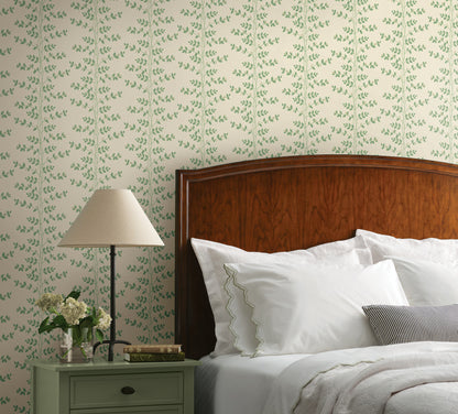 York Wallcoverings Rifle Paper Co. 3rd Edition Climbing Vine Linen Wallpaper Whimsical Botanical Greens   - RF7423