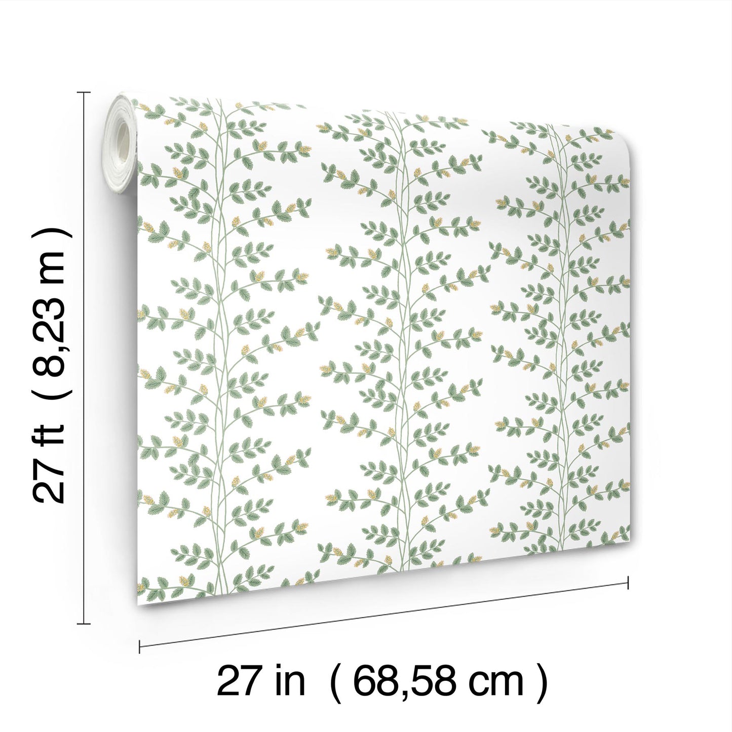 York Wallcoverings Rifle Paper Co. 3rd Edition Climbing Vine Gold Wallpaper Whimsical Botanical Greens   - RF7424