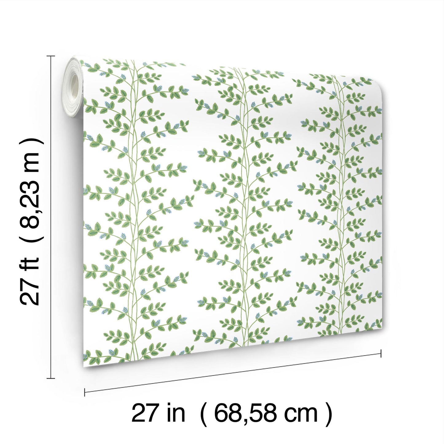 York Wallcoverings Rifle Paper Co. 3rd Edition Climbing Vine Blue Wallpaper Whimsical Botanical Greens   - RF7425