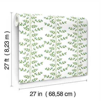 York Wallcoverings Rifle Paper Co. 3rd Edition Climbing Vine Blue Wallpaper Whimsical Botanical Greens   - RF7425