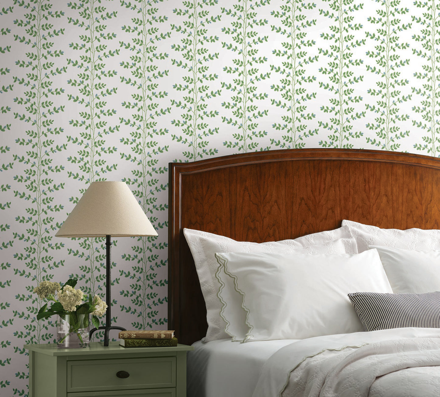 York Wallcoverings Rifle Paper Co. 3rd Edition Climbing Vine Blue Wallpaper Whimsical Botanical Greens   - RF7425