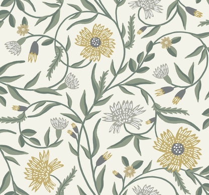 York Wallcoverings Rifle Paper Co. 3rd Edition Florals Aster Farmhouse Yellows   - RF7432