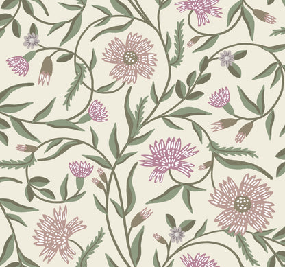 York Wallcoverings Rifle Paper Co. 3rd Edition Florals Aster Farmhouse Purples   - RF7436