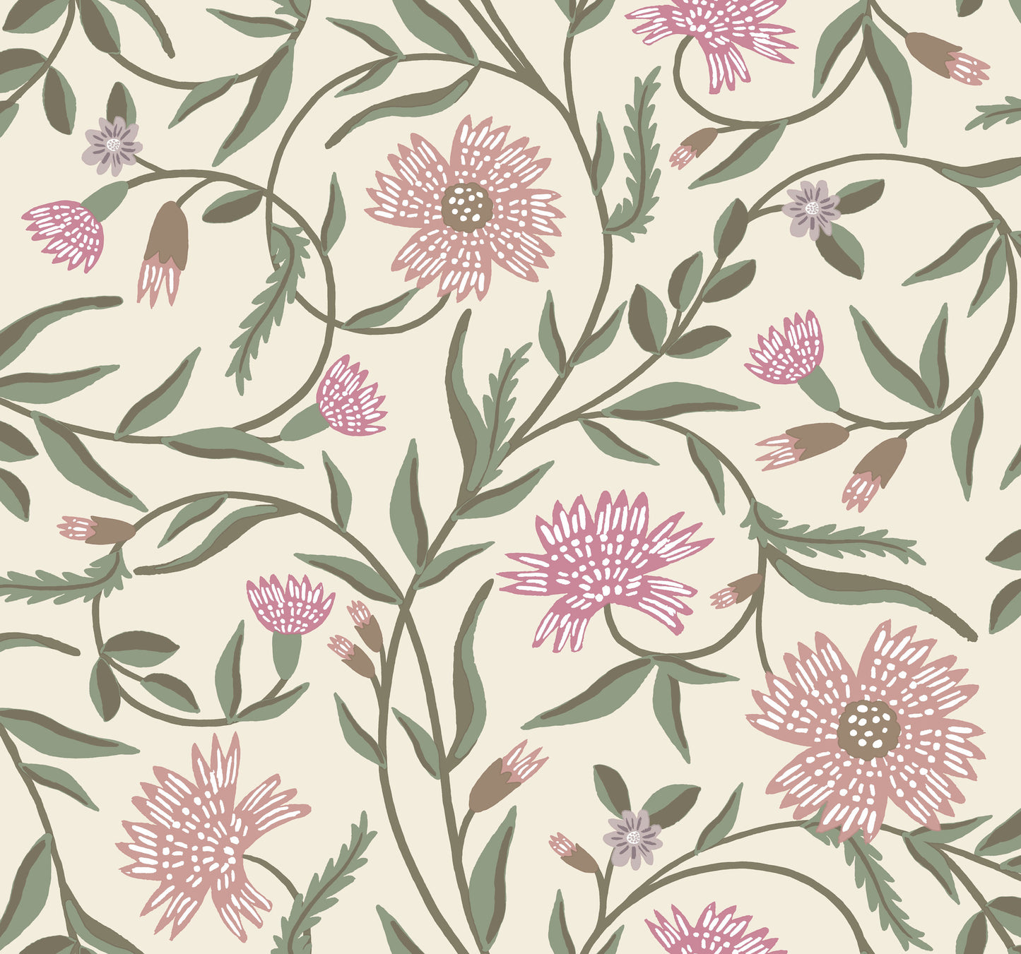York Wallcoverings Rifle Paper Co. 3rd Edition Aster Rose Wallpaper Farmhouse Florals Purples   - RF7436