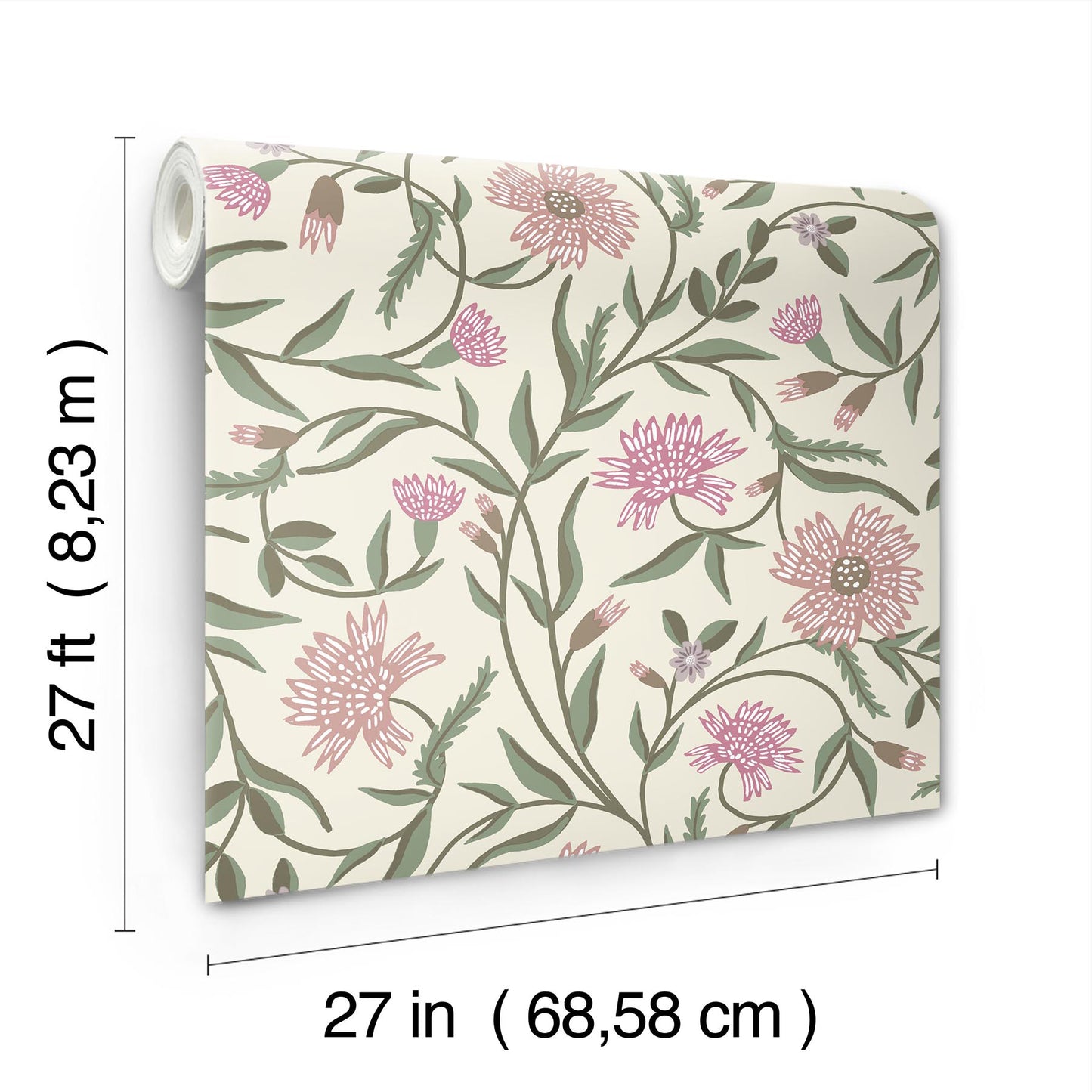 York Wallcoverings Rifle Paper Co. 3rd Edition Aster Rose Wallpaper Farmhouse Florals Purples   - RF7436