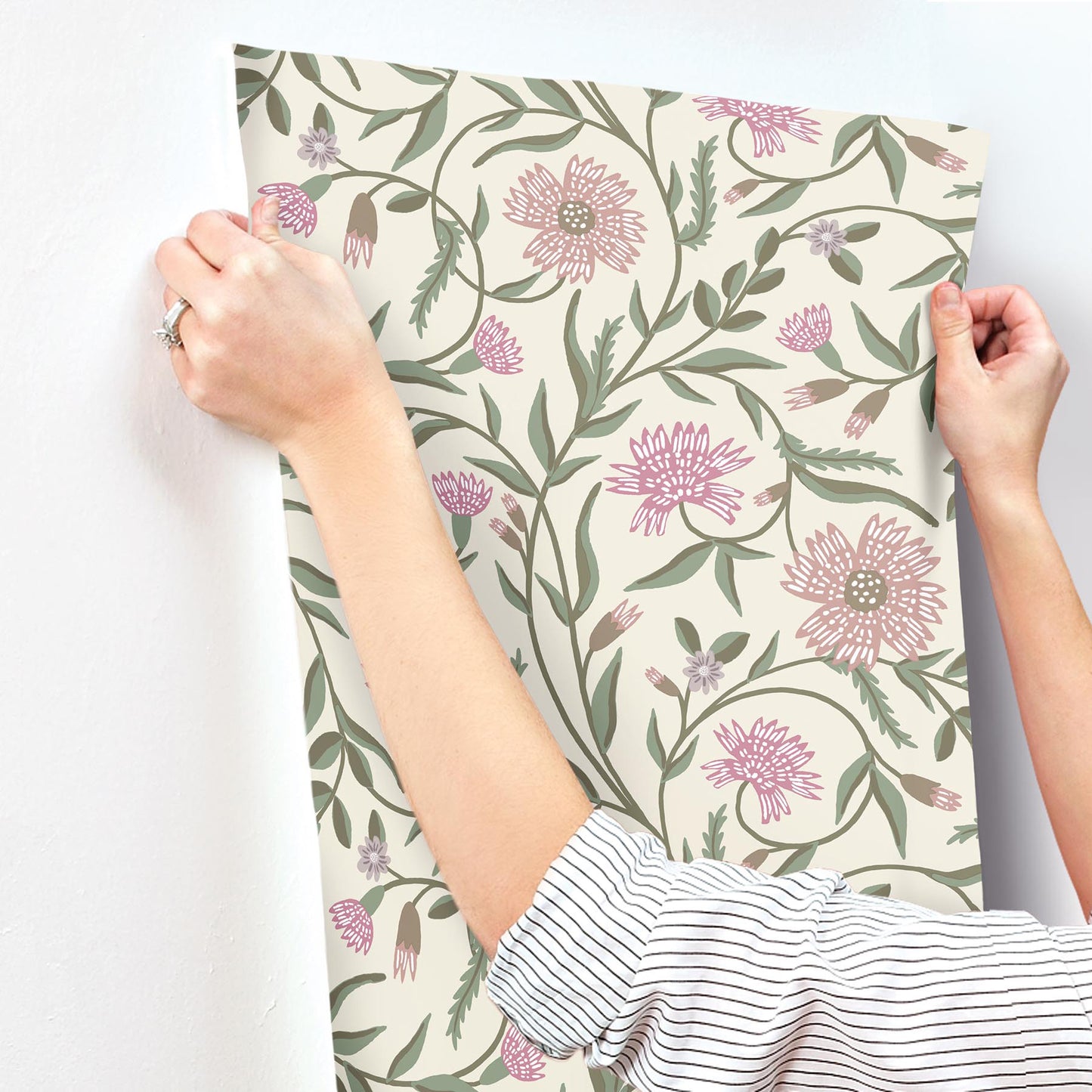 York Wallcoverings Rifle Paper Co. 3rd Edition Aster Rose Wallpaper Farmhouse Florals Purples   - RF7436