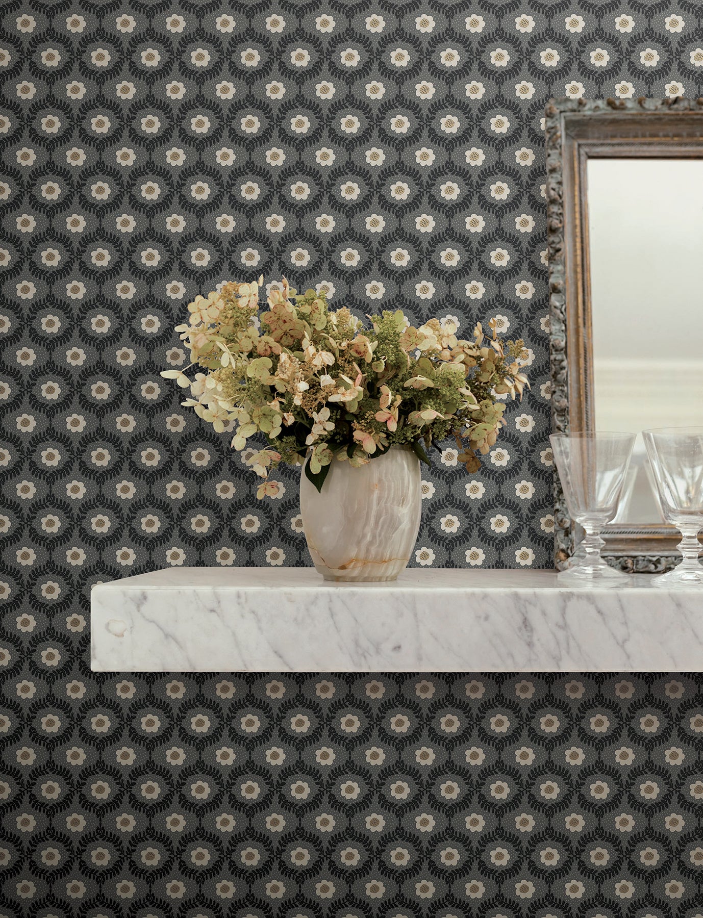 York Wallcoverings Rifle Paper Co. 3rd Edition Florals Emma Whimsical Blacks   - RF7442