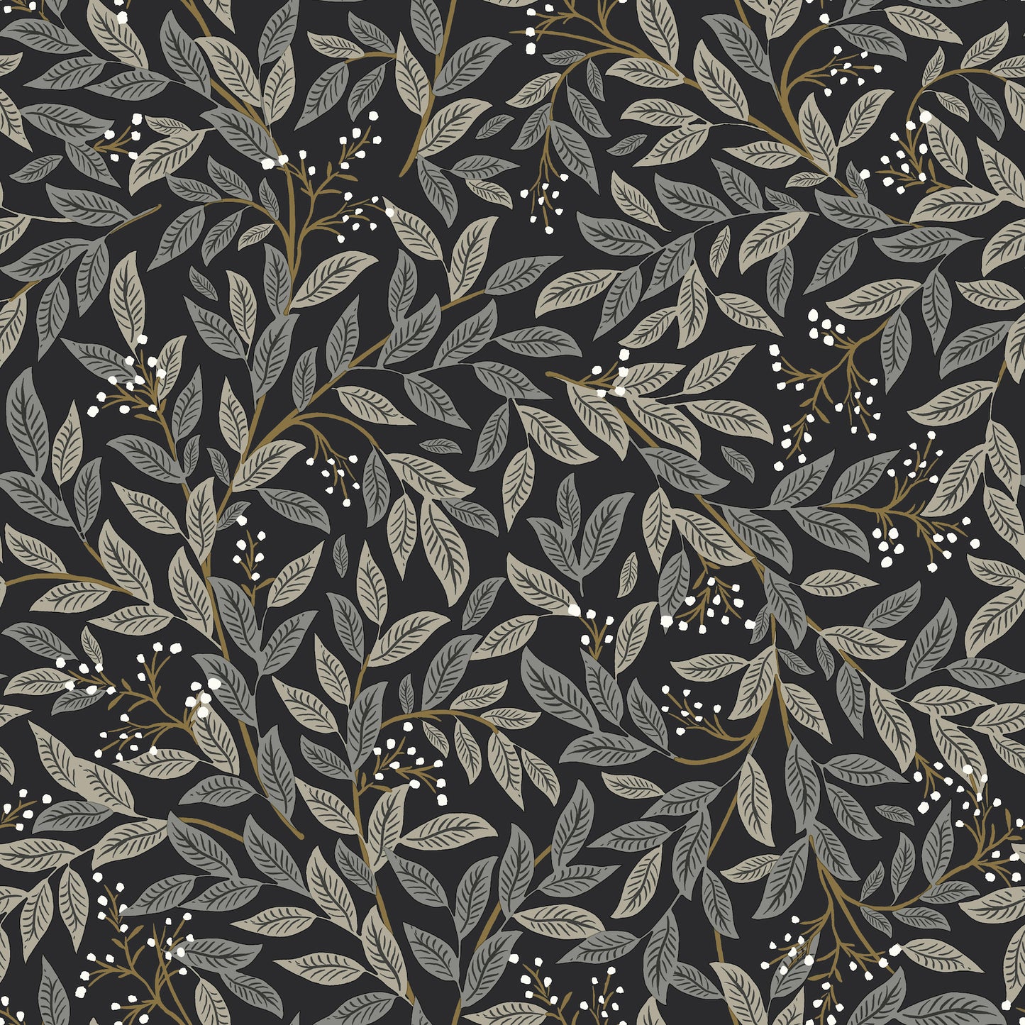 York Wallcoverings Rifle Paper Co. 3rd Edition Willowberry Black Wallpaper Farmhouse Botanical Blacks   - RF7462