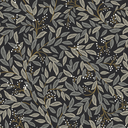 York Wallcoverings Rifle Paper Co. 3rd Edition Willowberry Black Wallpaper Farmhouse Botanical Blacks   - RF7462