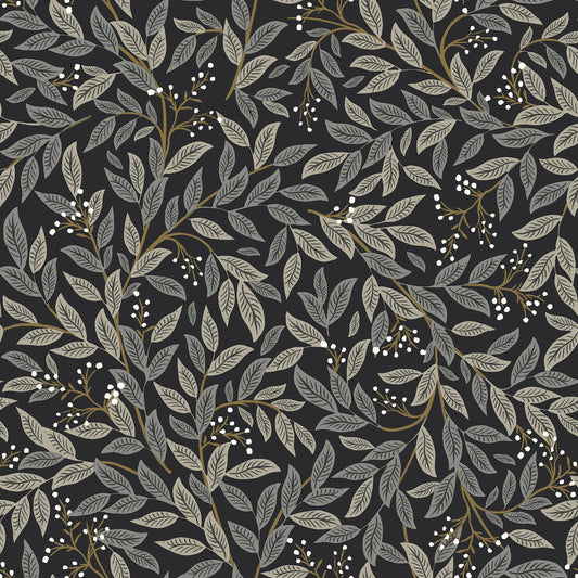 York Wallcoverings Rifle Paper Co. 3rd Edition Willowberry Black Wallpaper Farmhouse Botanical Blacks   - RF7462