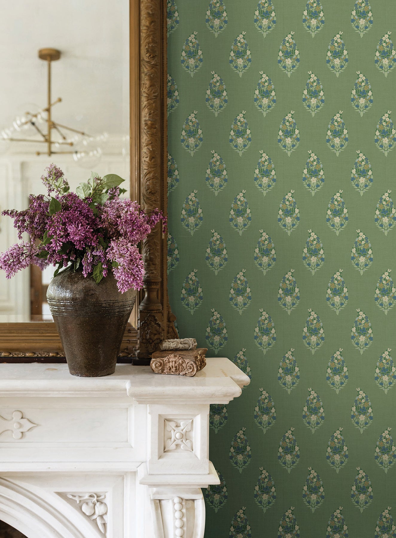 York Wallcoverings Rifle Paper Co. 3rd Edition Paisley Green Wallpaper Farmhouse Small Prints Greens   - RF7471