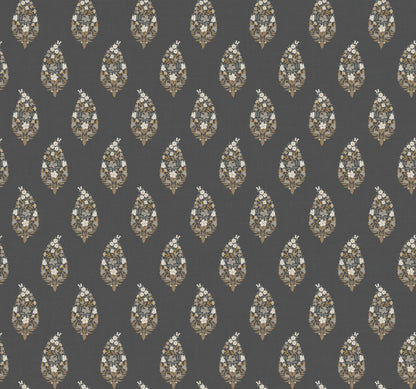 York Wallcoverings Rifle Paper Co. 3rd Edition Paisley Black Wallpaper Farmhouse Small Prints Blacks   - RF7472