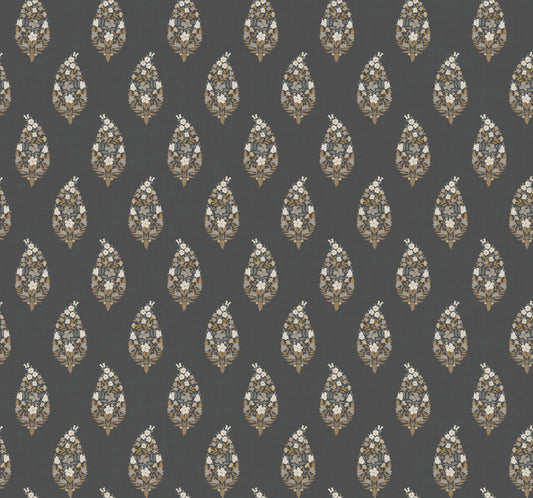 York Wallcoverings Rifle Paper Co. 3rd Edition Paisley Black Wallpaper Farmhouse Small Prints Blacks   - RF7472