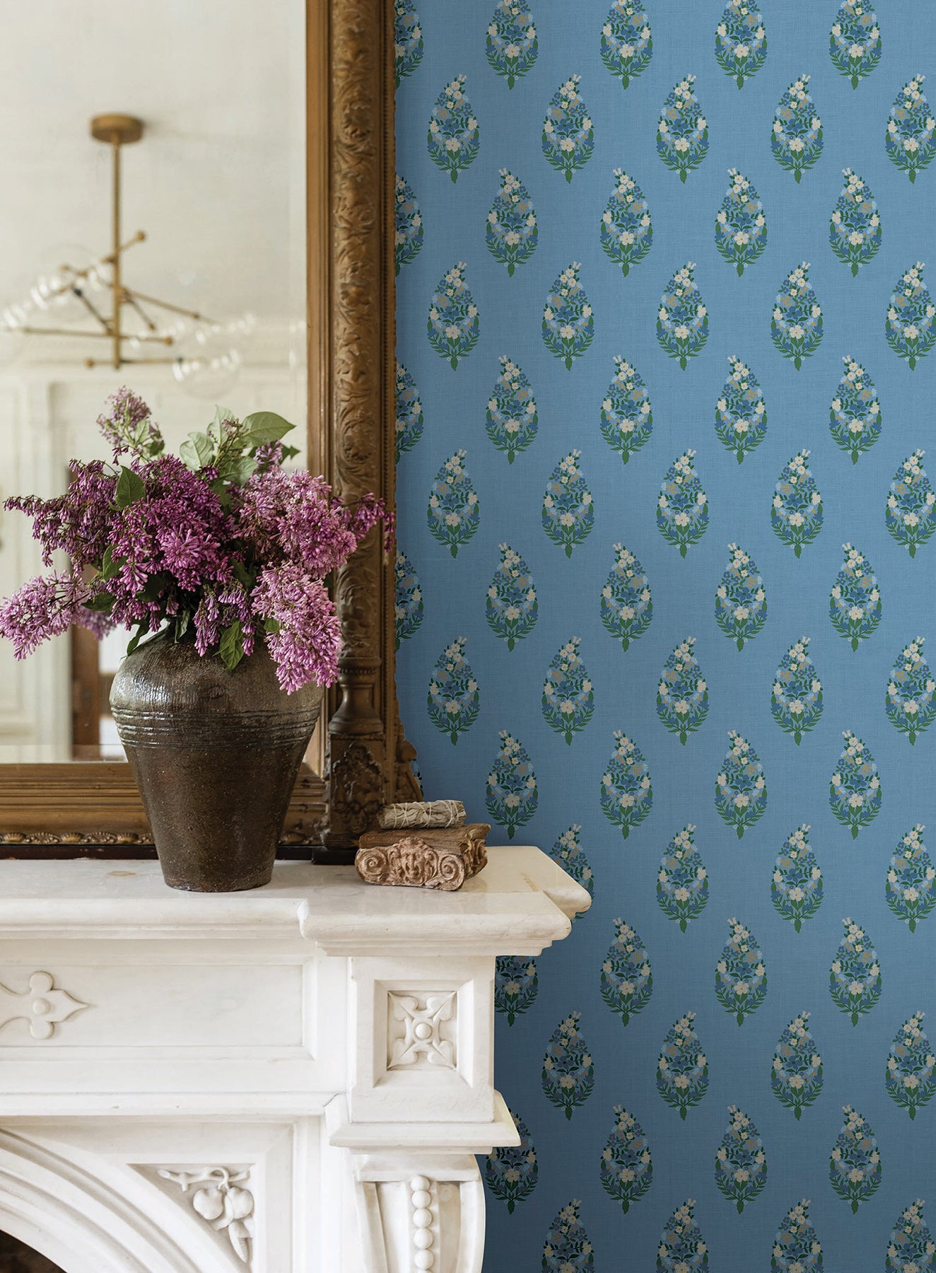 York Wallcoverings Rifle Paper Co. 3rd Edition Paisley Blue Wallpaper Farmhouse Small Prints Blues   - RF7473